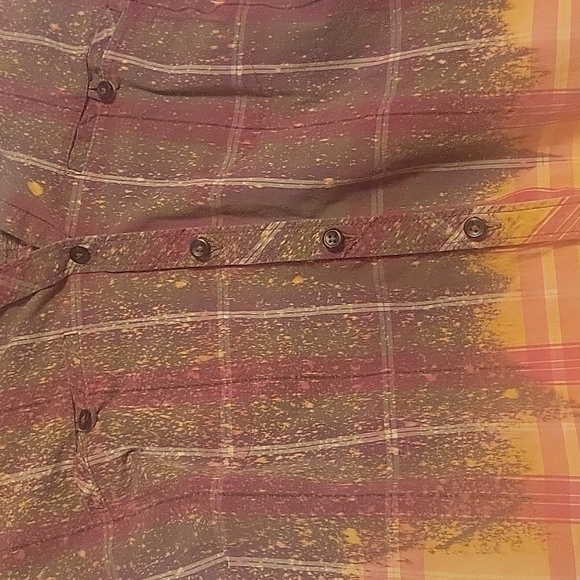 Sonoma Life+Style splattered bleach button down plaid top - Picture 5 of 6